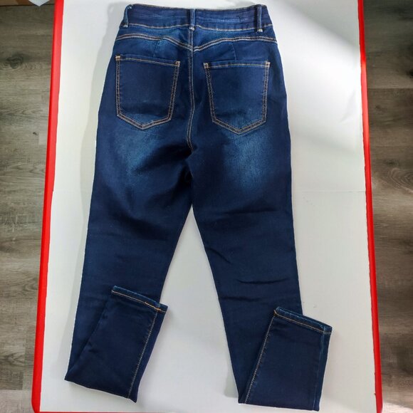 Dollhouse Curvy high-rise jeans stretch dark wash blue women's junior size 9/10 - Picture 3 of 14